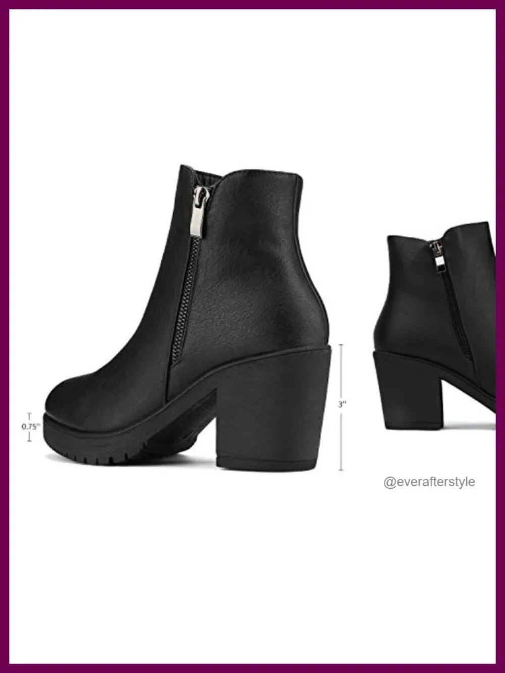 Women's Chunky Heel Platform Ankle Boots with Faux Fur Trim